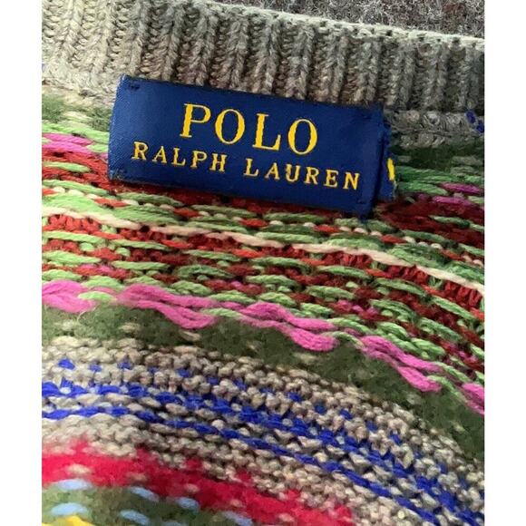 Polo Ralph Lauren Sweater Vest Fair Isle Cashmere Silk Top Coat Preppy Runway XS - Picture 9 of 13